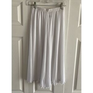 Rapz Wide Leg Gaucho Pants Womens Size S White Lettuce Trim Beach Resort Coastal